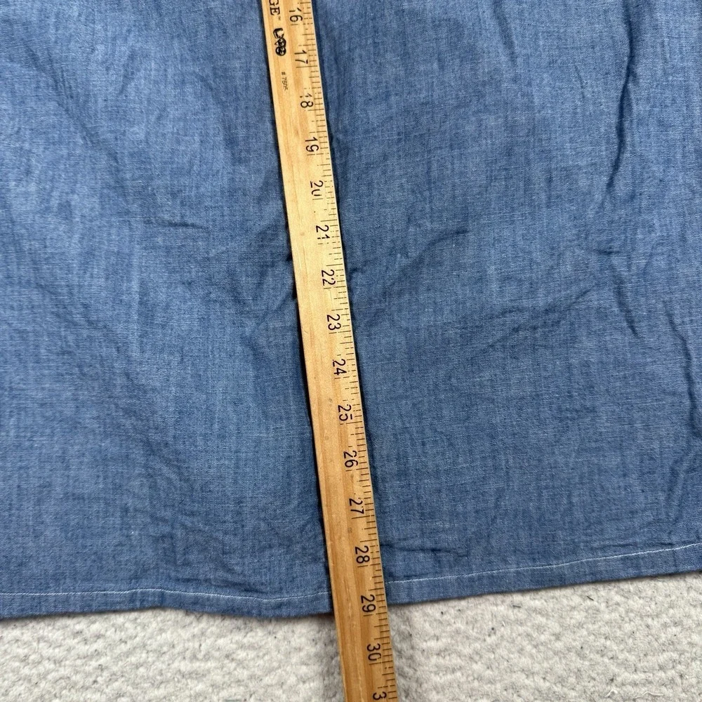 J. McLaughlin Shirt Mens M Blue Chambray Button Front Cotton Casual Short Sleeve